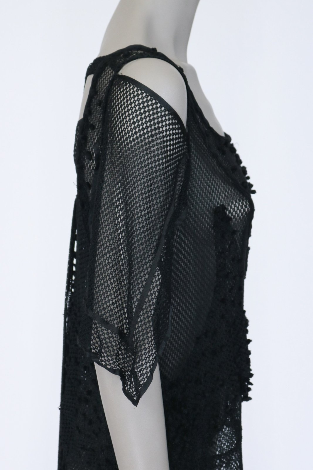 1920s Mesh Net Lace Cold Shoulder Dress | Floria Vintage