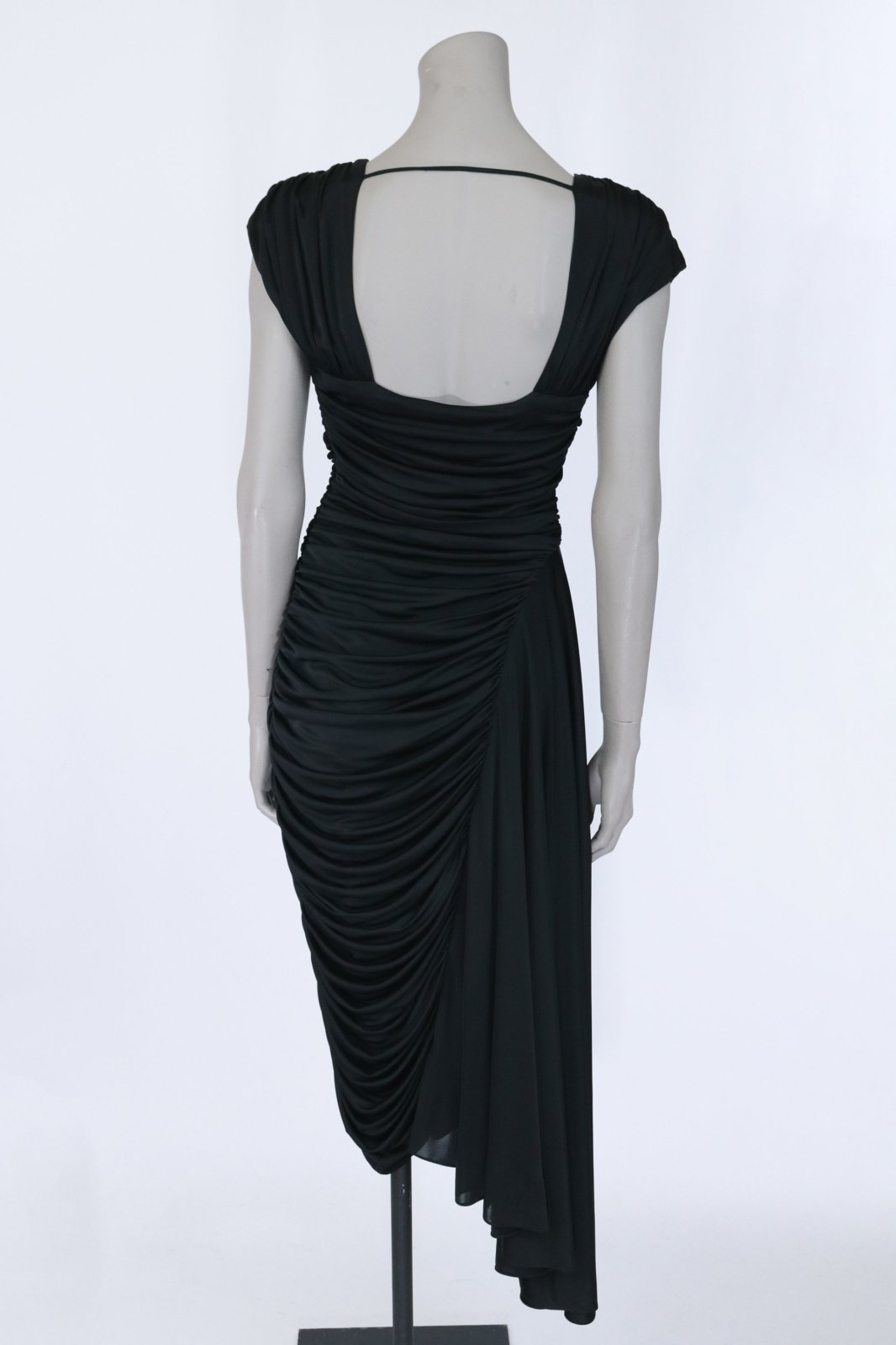 80s Casadei Draped Asymmetric Sheath Dress | Floria Vintage